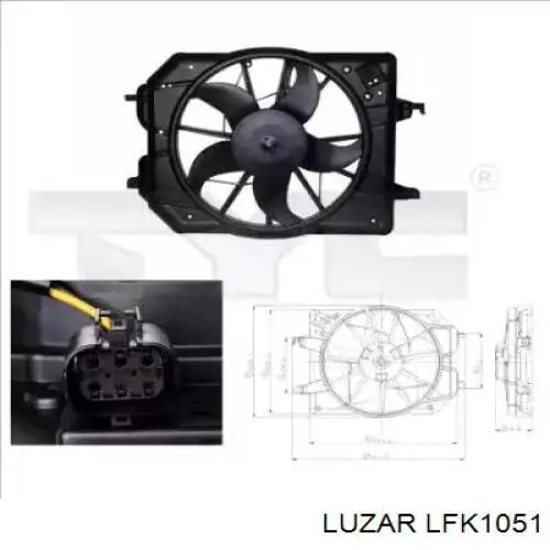 Электровентилятор охлаждения в сборе (мотор+крыльчатка) LUZAR LFK1051