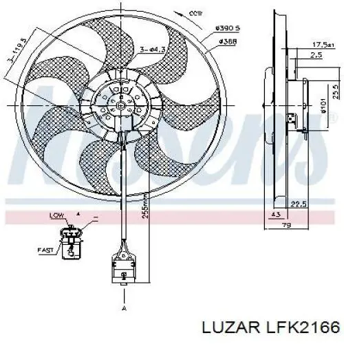 Купить LFK2166 Luzar Электровентилятор охлаждения в сборе (мотор+крыльчатка)