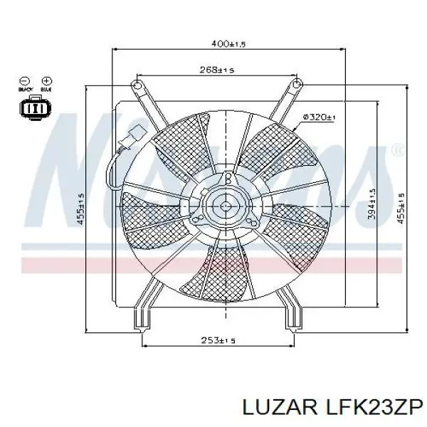 LFK23ZP Luzar Диффузор радиатора охлаждения в сборе с мотором