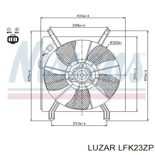 LFK23ZP Luzar диффузор радиатора охлаждения, в сборе с мотором и крыльчаткой