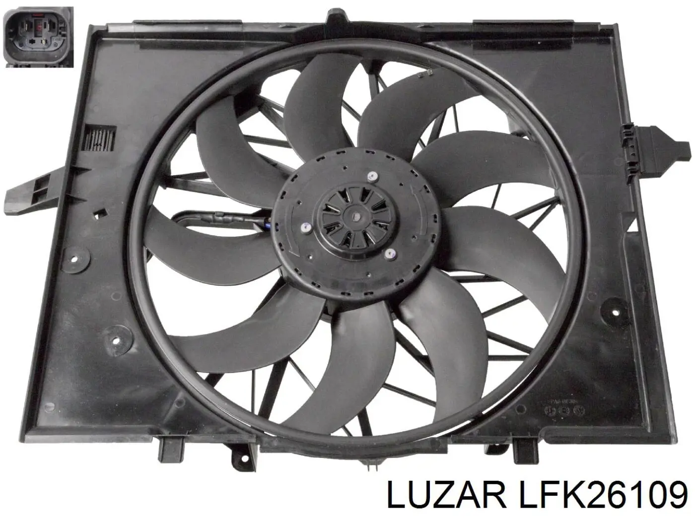 LFK26109 Luzar диффузор радиатора охлаждения, в сборе с мотором и крыльчаткой