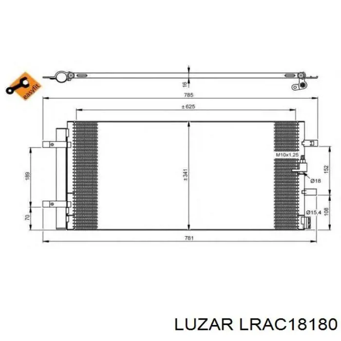 Радиатор кондиционера LUZAR LRAC18180