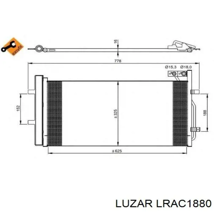 Радиатор кондиционера LRAC1880 Luzar