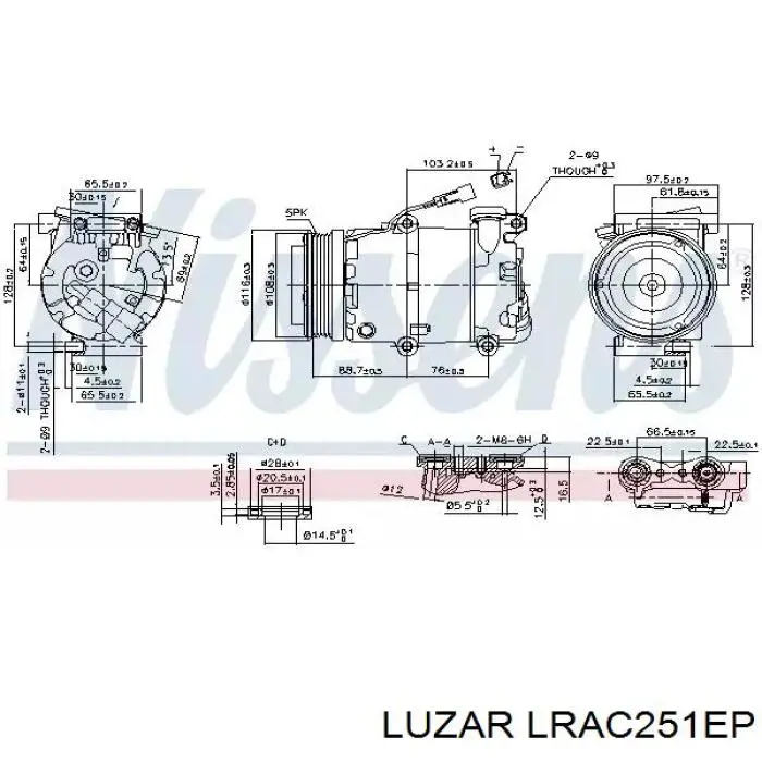 Радиатор кондиционера LRAC251EP Luzar