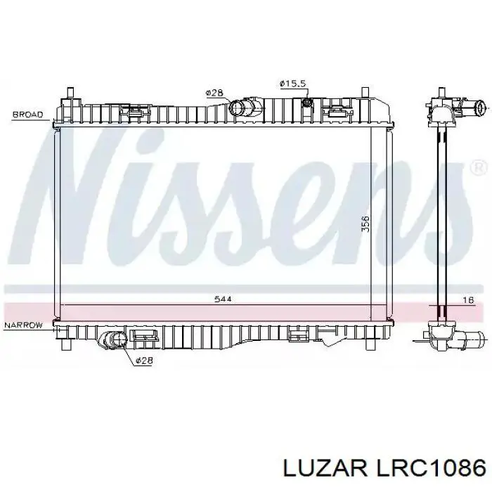 LRC1086 Luzar Радиатор основной