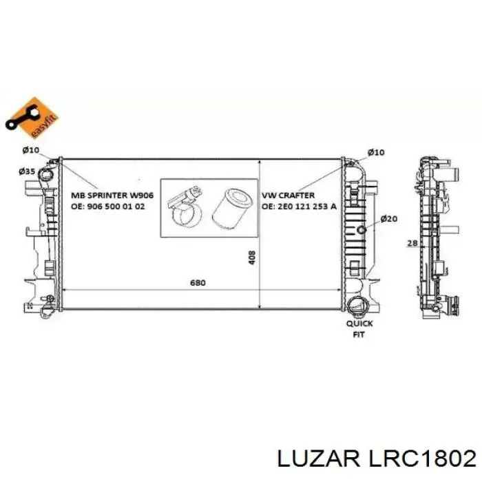 LRC1802 Luzar Радиатор основной