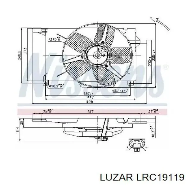 LRc 19119 Luzar radiador de esfriamento de motor