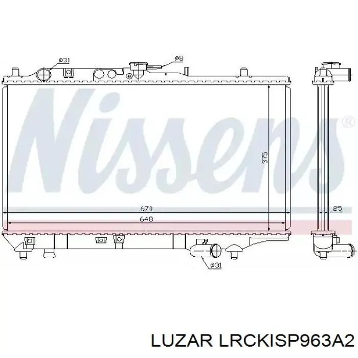 Радиатор охлаждения двигателя Luzar LRCKISP963A2 цена, от 95.15 USD