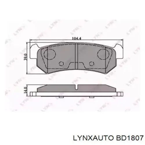 Колодки тормозные задние дисковые LYNXAUTO BD1807