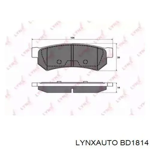 Колодки тормозные задние дисковые LYNXAUTO BD1814