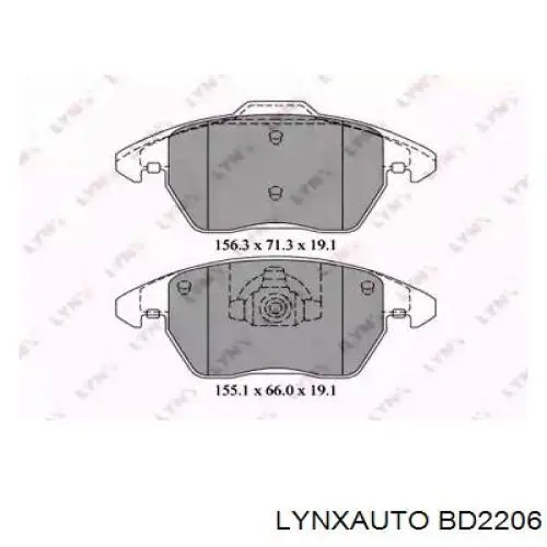 BD2206 Lynxauto колодки тормозные передние дисковые