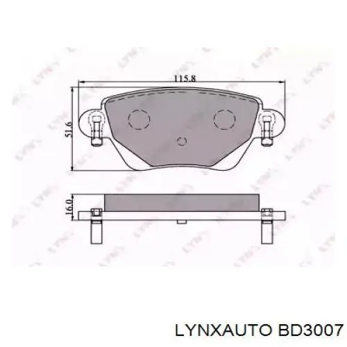 Колодки тормозные задние дисковые LYNXAUTO BD3007