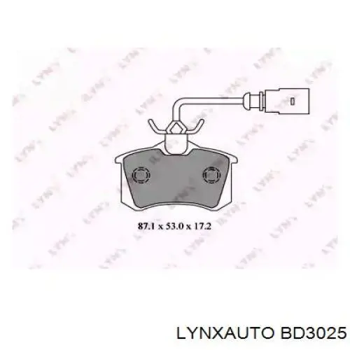 Колодки тормозные задние дисковые LYNXAUTO BD3025