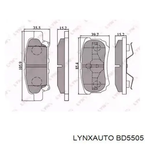 BD5505 Lynxauto колодки тормозные задние дисковые