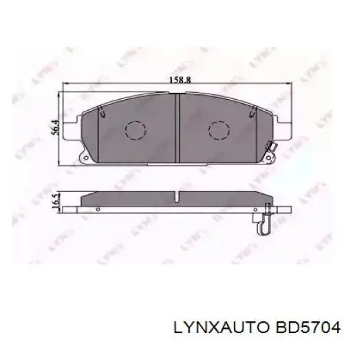 BD5704 Lynxauto колодки тормозные передние дисковые