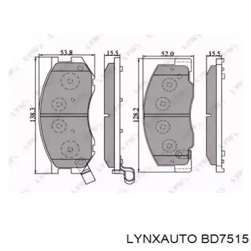 Передние тормозные колодки BD7515 Lynxauto