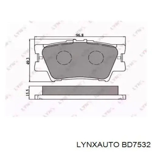 BD7532 Lynxauto колодки тормозные задние дисковые