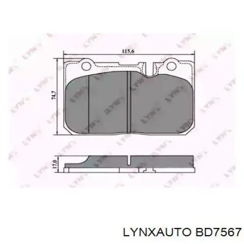 Передние тормозные колодки BD7567 Lynxauto