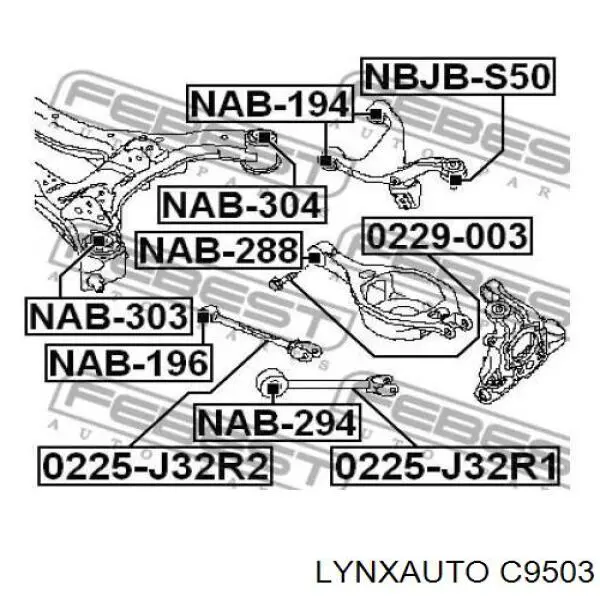 Сайлентблок заднего поперечного рычага внутренний C9503 Lynxauto