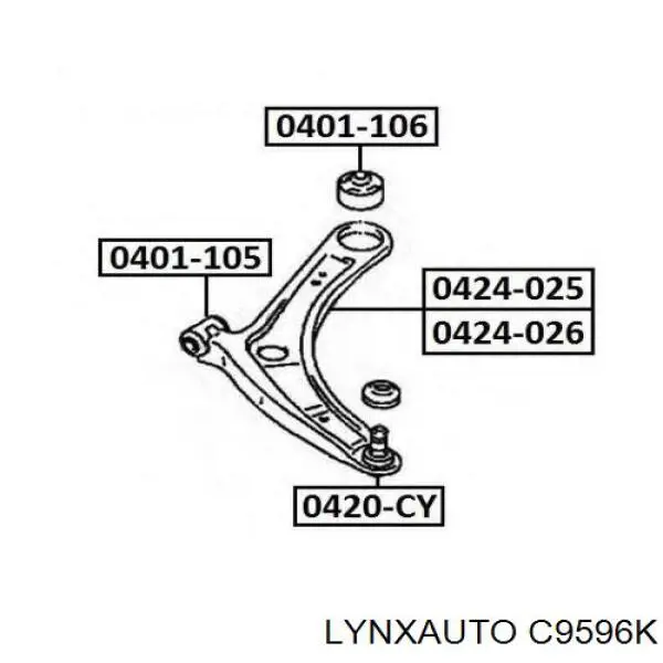Сайлентблок переднего рычага C9596K Lynxauto