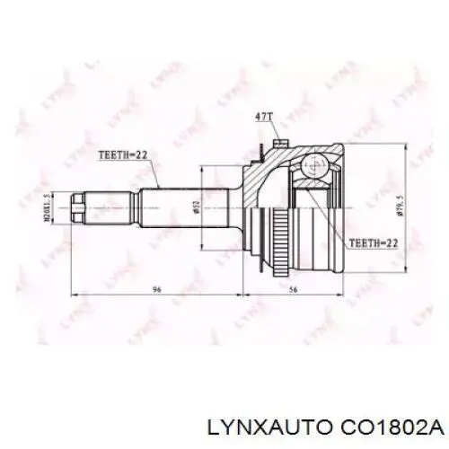 CO1802A Lynxauto шрус наружный передний