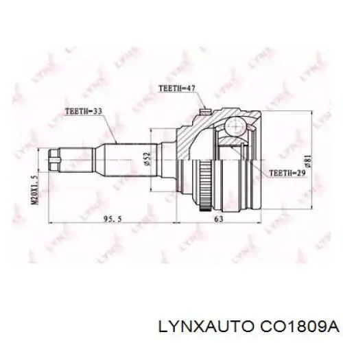 ШРУС наружный передний CO1809A Lynxauto