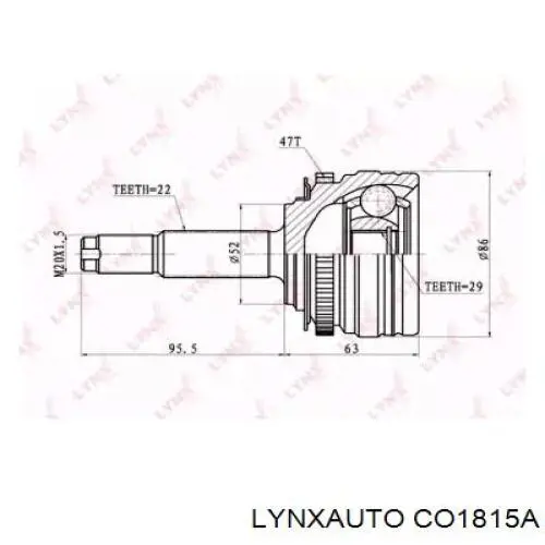 CO1815A Lynxauto шрус наружный передний