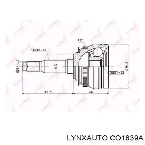 ШРУС наружный передний CO1839A Lynxauto