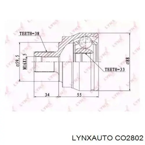 ШРУС наружный передний CO2802 Lynxauto