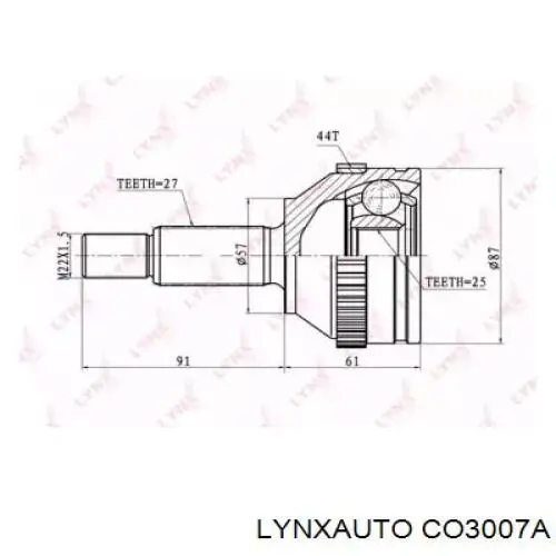 ШРУС наружный передний CO3007A Lynxauto