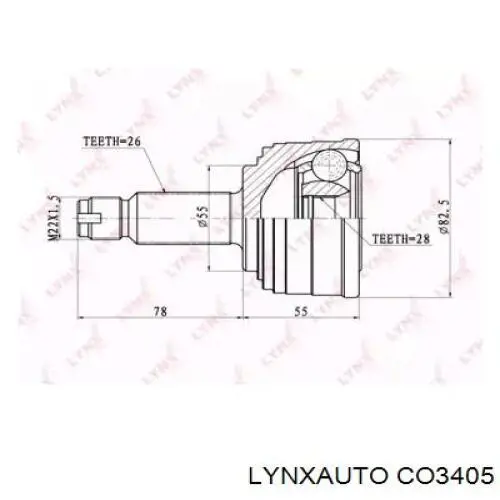 ШРУС наружный передний CO3405 Lynxauto