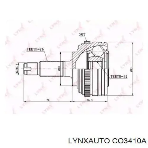 ШРУС наружный передний CO3410A Lynxauto