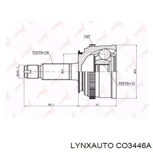 ШРУС наружный передний CO3446A Lynxauto