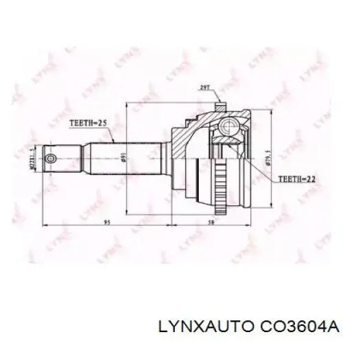 ШРУС наружный передний CO3604A Lynxauto