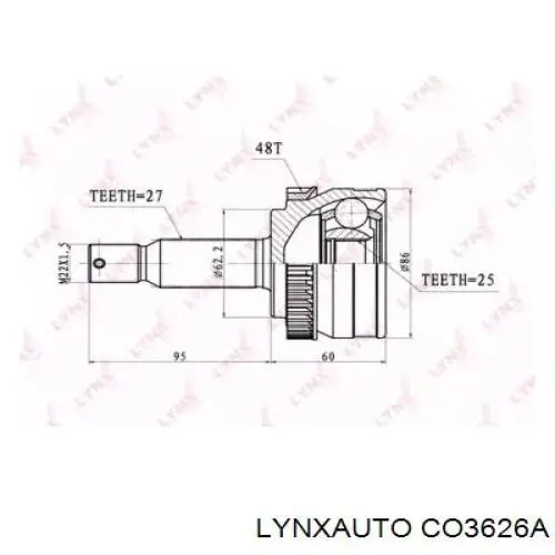 ШРУС наружный передний CO3626A Lynxauto