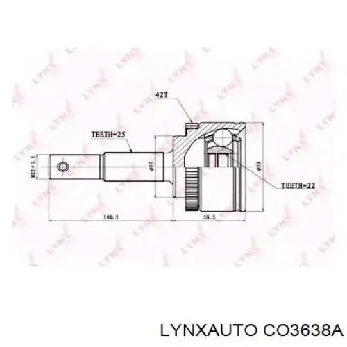 ШРУС наружный передний CO3638A Lynxauto