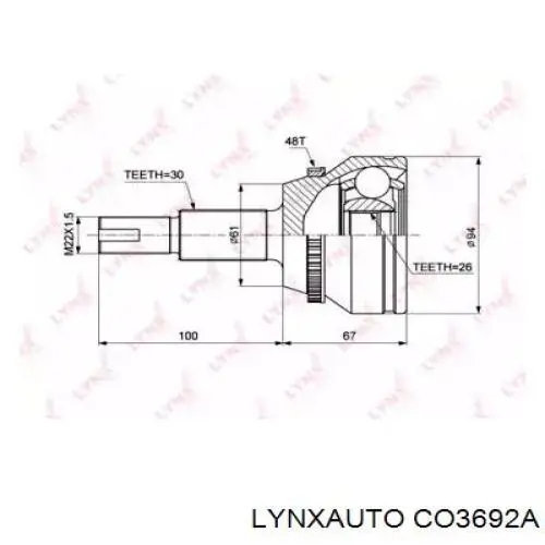 ШРУС наружный передний CO3692A Lynxauto