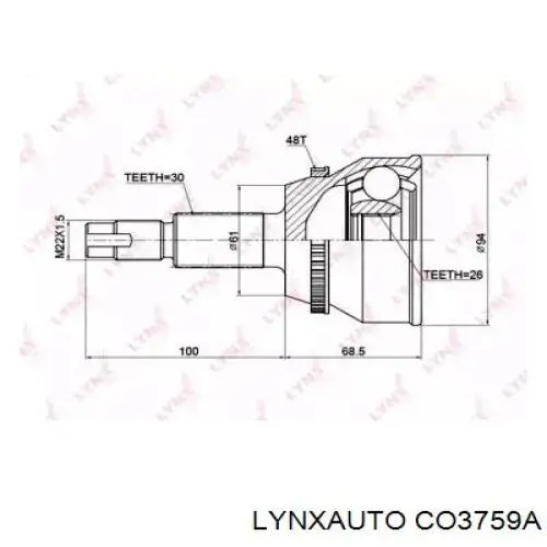 ШРУС наружный передний CO3759A Lynxauto