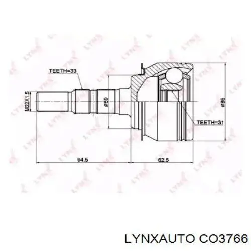 ШРУС наружный передний CO3766 Lynxauto