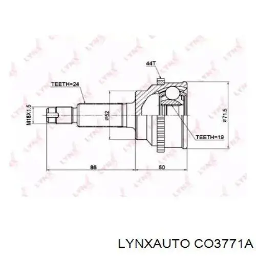 Полуось (привод) передняя правая CO3771A Lynxauto