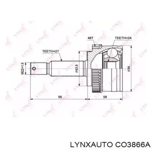 Полуось (привод) передняя левая HK495002S200 Market (OEM)