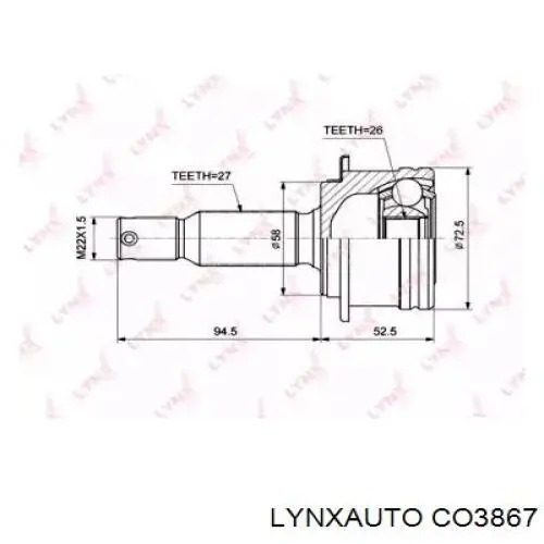 ШРУС наружный задний CO3867 Lynxauto