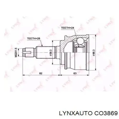 ШРУС наружный передний CO3869 Lynxauto