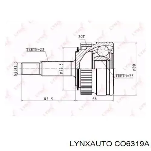 ШРУС наружный передний CO6319A Lynxauto