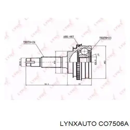 ШРУС наружный передний CO7506A Lynxauto