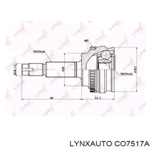 ШРУС наружный передний CO7517A Lynxauto