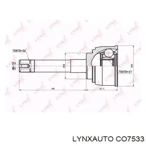 ШРУС наружный передний CO7533 Lynxauto