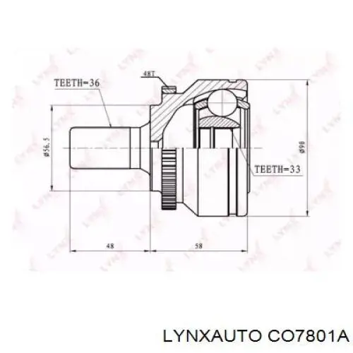 ШРУС наружный передний CO7801A Lynxauto