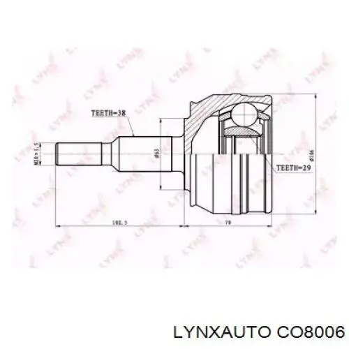 ШРУС наружный передний CO8006 Lynxauto