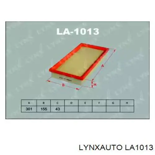 LA1013 Lynxauto воздушный фильтр